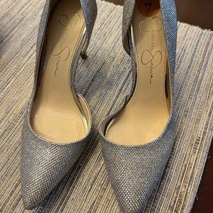 Jessica Simpson - size 7; Metallic high heeled shoes